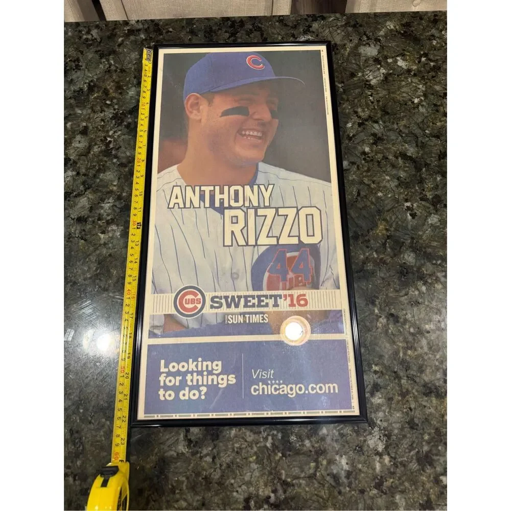 2016 Chicago Cub Anthony Rizzo framed newspaper Chicago Sun Times sweet 16 editi